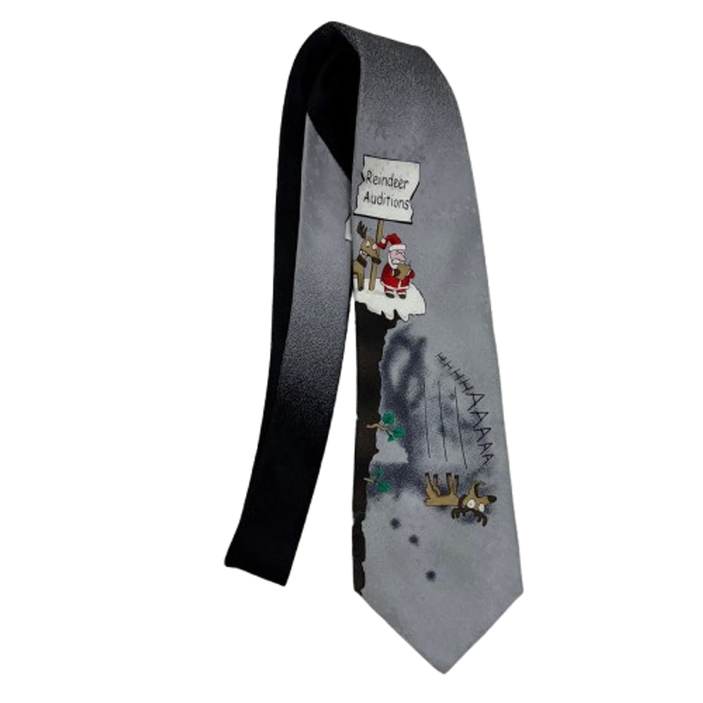 John Ashford Reindeer Auditions Neck Tie Silk Novelty Christmas Holiday Santa